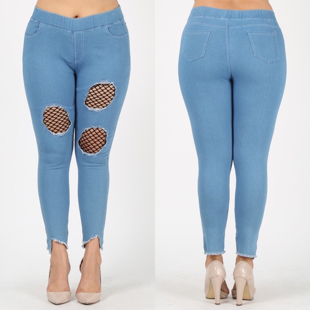 High Waisted Lt Denim Jeggings